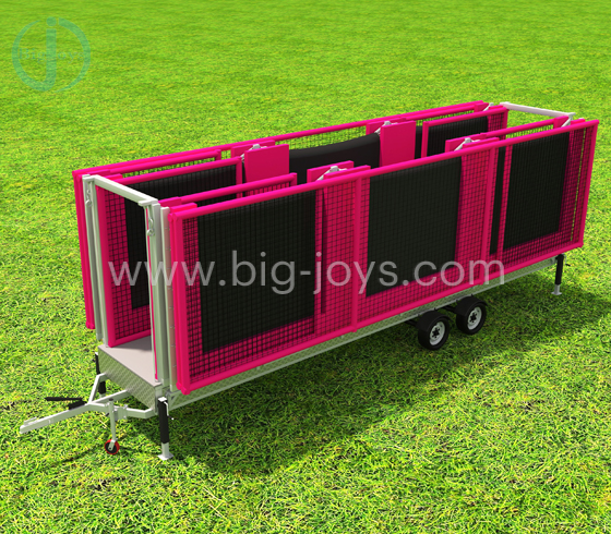 Foldable trampoline park with trailer